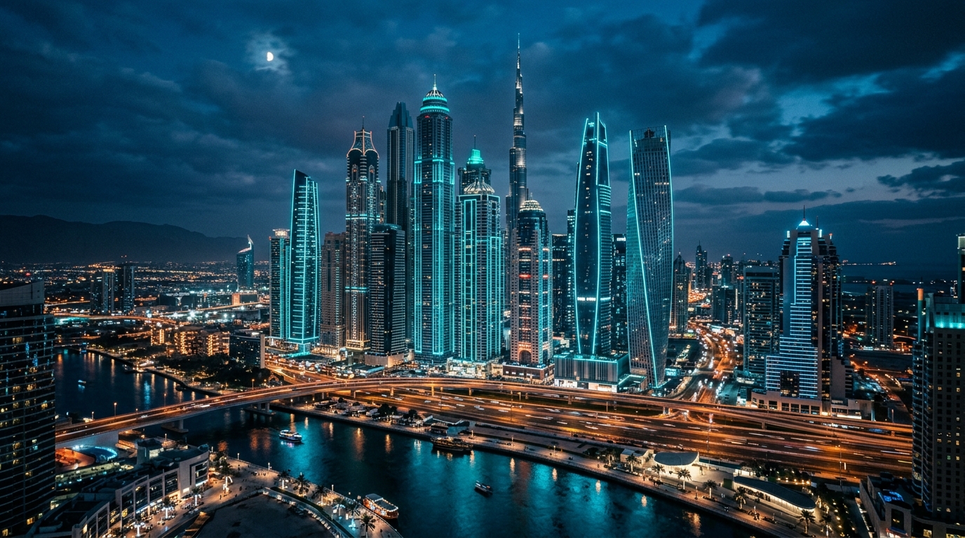 EchoVision Dubai Skyline & Mountain Journey Environment
